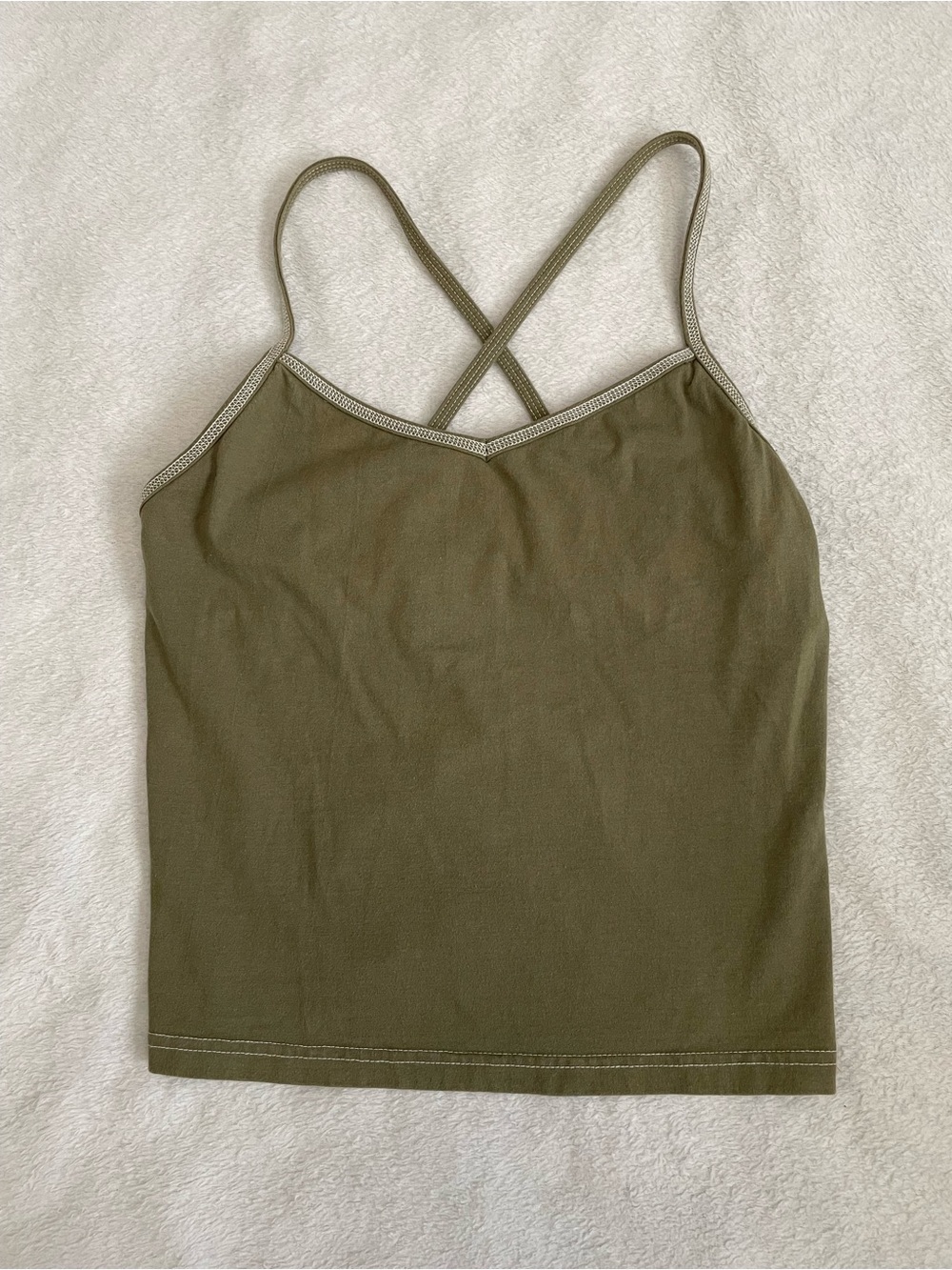 Vintage Fossil Brand Women’s size Medium Olive Green Strappy Cami Crop Tank Top